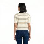 Women's Beige Cotton Round Neck Regular Top, Beige, small