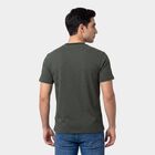 Men's Green Round Neck Striped Regular T-Shirt, Dark Green, small