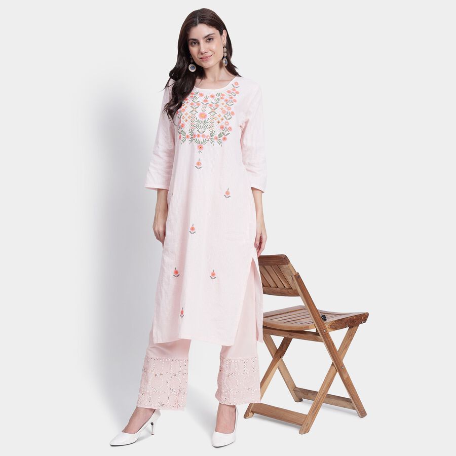 Ladies' 100% Cotton Palazzos, हल्का गुलाबी, large image number null