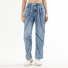 Women's Light Blue Wide Leg Distressed Jeans, Light Blue, small image number null