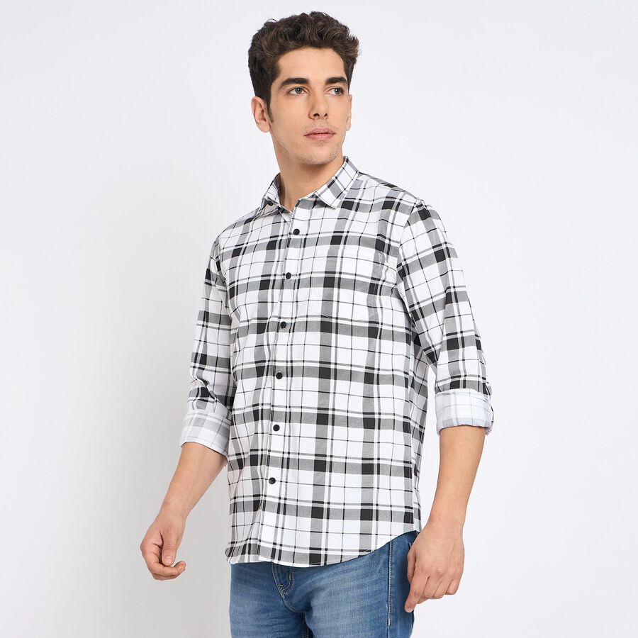 Men's 100% Cotton Casual Shirt , सफ़ेद, large