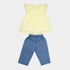 Girls Embellished Short Sleeve Capri Set, Yellow, small image number null