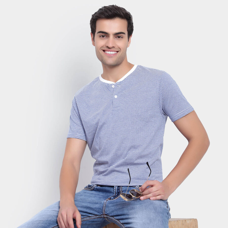 Stripes Henley T-Shirt, Light Blue, large image number null