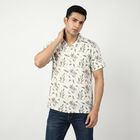 Men's Brown Cotton Camp Collar Casual Shirt, Brown, small