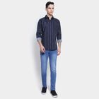 Cotton Stripes Casual Shirt, Navy Blue, small image number null