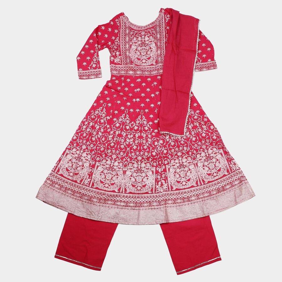 Girls Pink Round Neck Fusion Set Upper and Bottom Set, गुलाबी, large