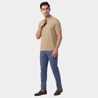 Men's Beige Polo Neck Casual Half Sleeve T-Shirt, Beige, small