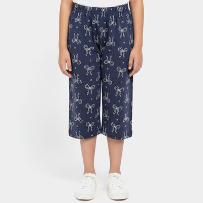 Girls' Navy Blue Regular Fit Solid Capri