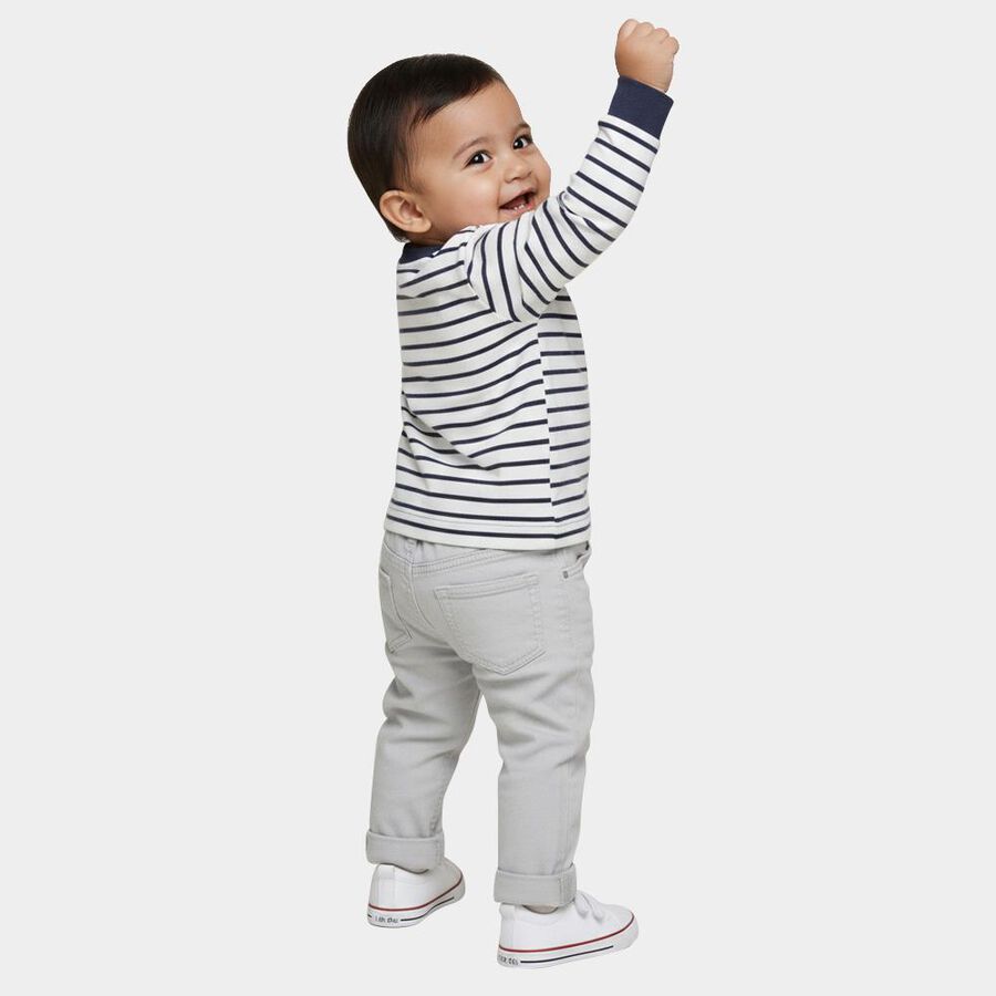 Infants Navy Blue Cotton Round Neck Casual T-Shirt, Navy Blue, large image number null