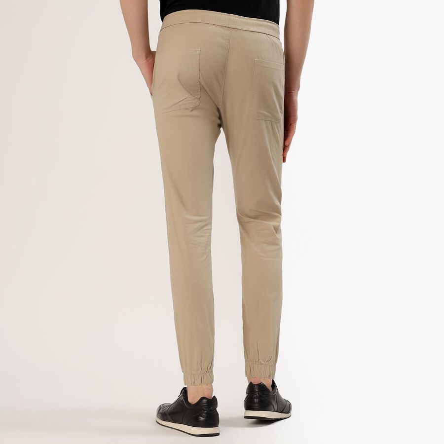Men's Beige Slim Fit Elasticated Jogger Trousers, गहरा पीला, large