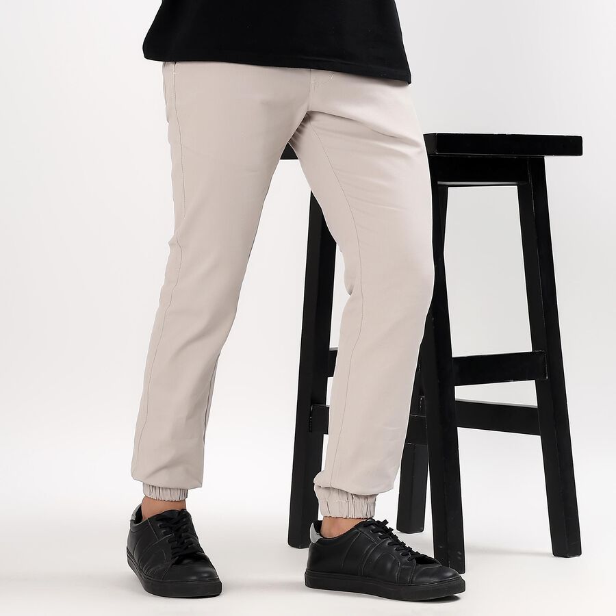 Men's 100% Cotton Slim Fit Casual Trousers , Silver, large image number null
