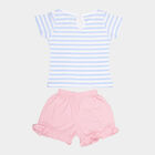 Infants Cotton Stripes Shorts Set, Pink, small image number null