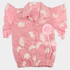 Girls Pink Collar Neck Regular Printed T-Shirt, हल्का गुलाबी, small