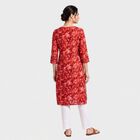 Women's Maroon Round Neck Floral Printed Kurta, Maroon, small