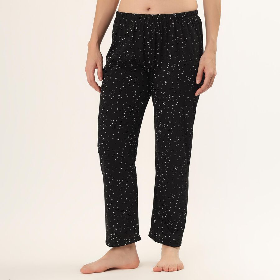 Women's Black Regular Fit Solid Pyjama, काला, large