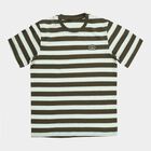 Boys Beige Round Neck Casual T-Shirt, खाकी, small