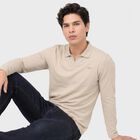 Men's Beige Polo Neck Polo T-Shirt, गहरा पीला, small