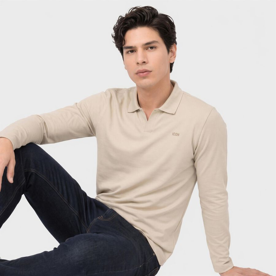 Men's Beige Polo Neck Polo T-Shirt, गहरा पीला, large