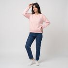 Women Pink Crew Neck Pullover Sweatshirt, हल्का गुलाबी, small