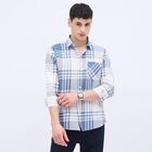 Men's Muted Steel Blue Cotton Classic Casual Shirt, Dark Blue, small image number null