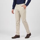 Men's Off White Slim Fit Textured Chino Trousers, Off White, small