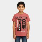 Boys Dusty Rose Pink Round Neck Casual T-Shirt, गुलाबी, small image number null
