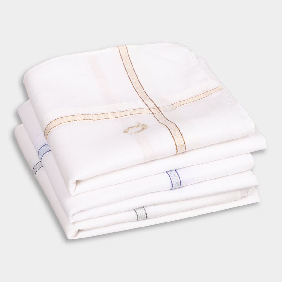 Men's 100% Cotton Hanky, सफ़ेद, large