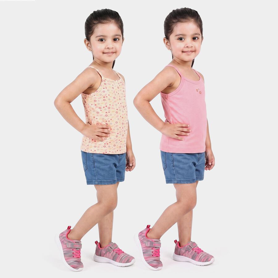 Girls Coral Cotton Round Neck Quilted Vest, Coral, large