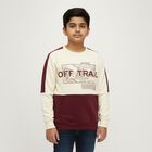 Boys Cream and Maroon Crew Neck Casual Sweatshirt, बैंगनी, small image number null