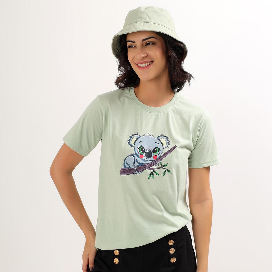 Women's Light Sage Green Round Neck T-Shirt, Light Green, large image number null