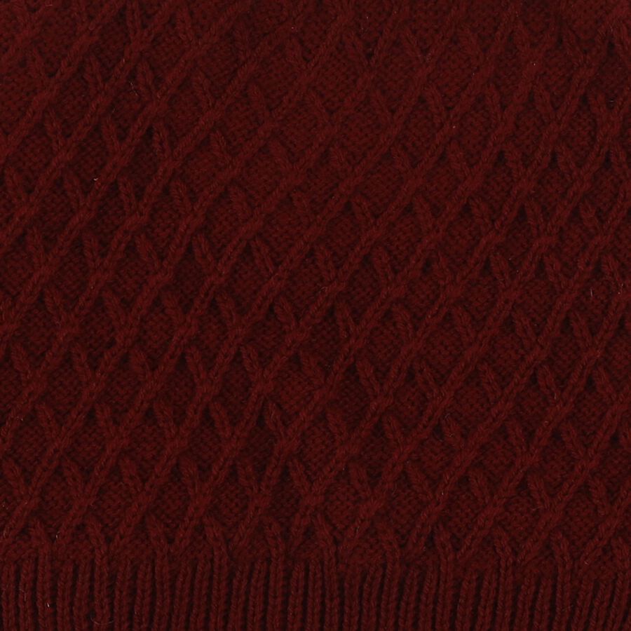 Girls Deep Maroon Knitted Winter Cap, Maroon, large image number null
