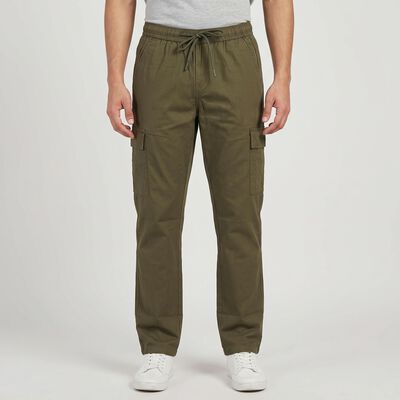 Men's Olive Green Slim Fit Cargo Trousers