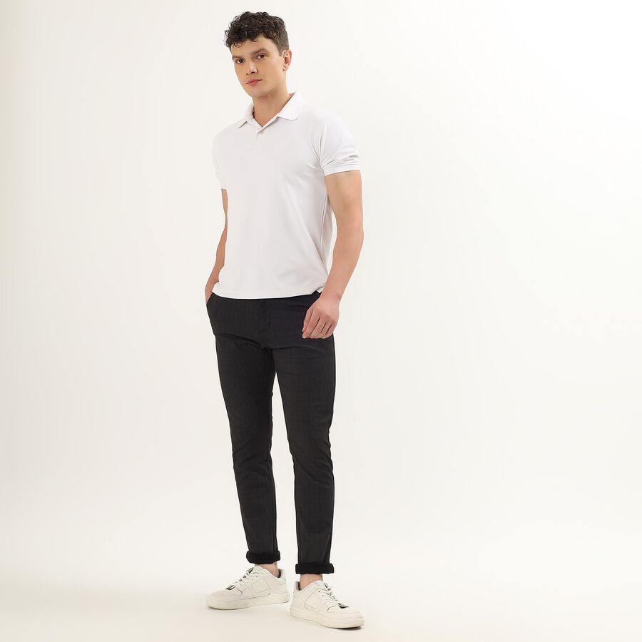 Men's Cross Pocket Slim Fit Casual Trousers, Black, large image number null