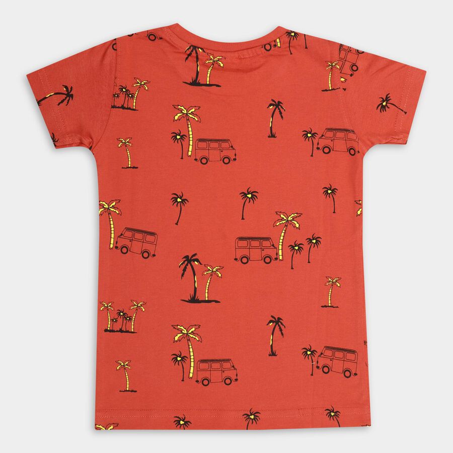 Boys' 100% Cotton Half Sleeves T-Shirt, Rust, large image number null