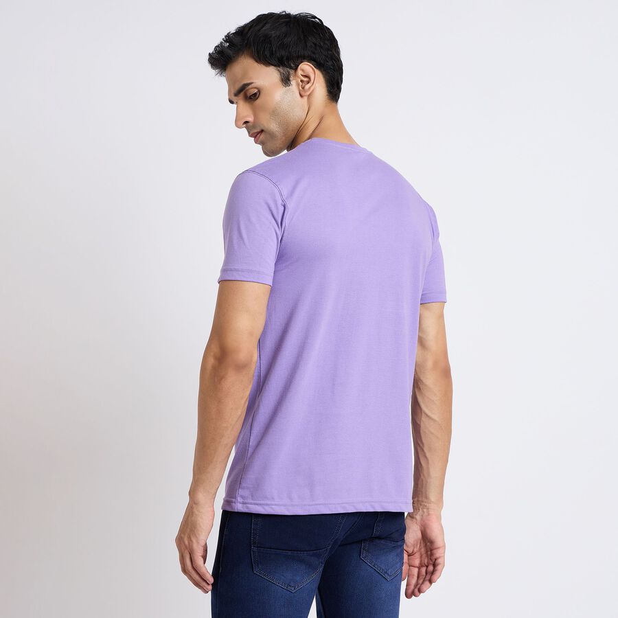 Men's Round Neck Half Sleeves T-Shirt, Purple, large image number null