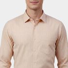 Men's Light Beige Cotton Classic Collar Formal Shirt, Beige, small