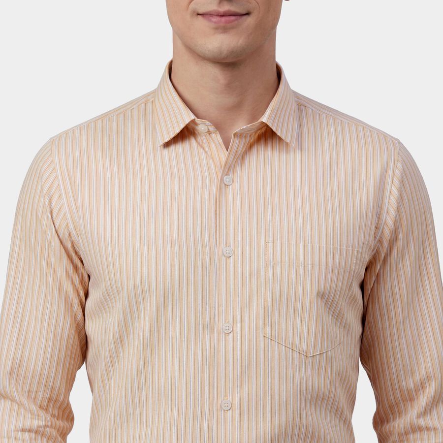 Men's Light Beige Cotton Classic Collar Formal Shirt, Beige, large