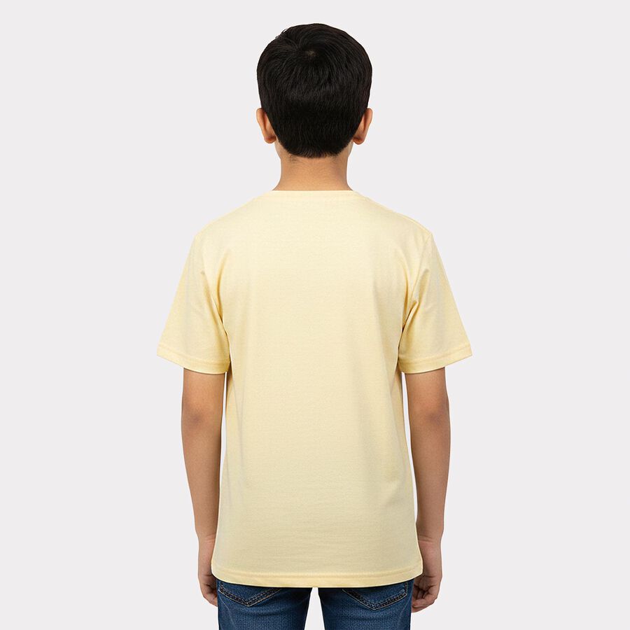 Boys Yellow Crew Neck Regular Boys T-Shirt, पीला, large