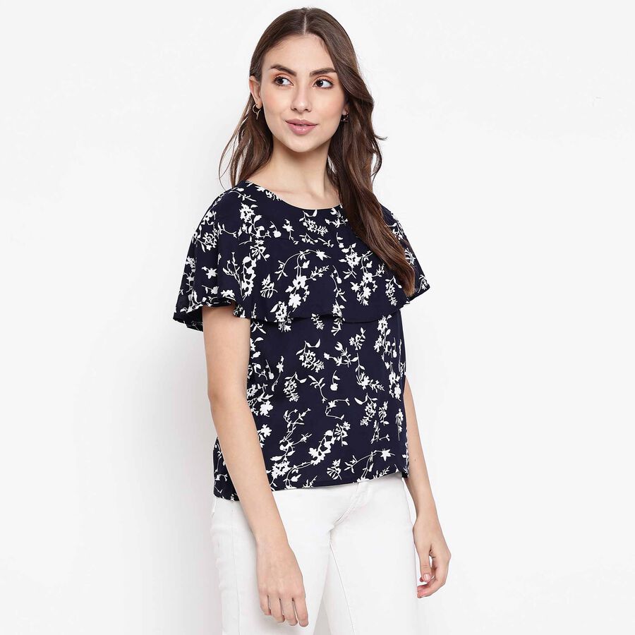 Printed Top, Navy Blue, large image number null