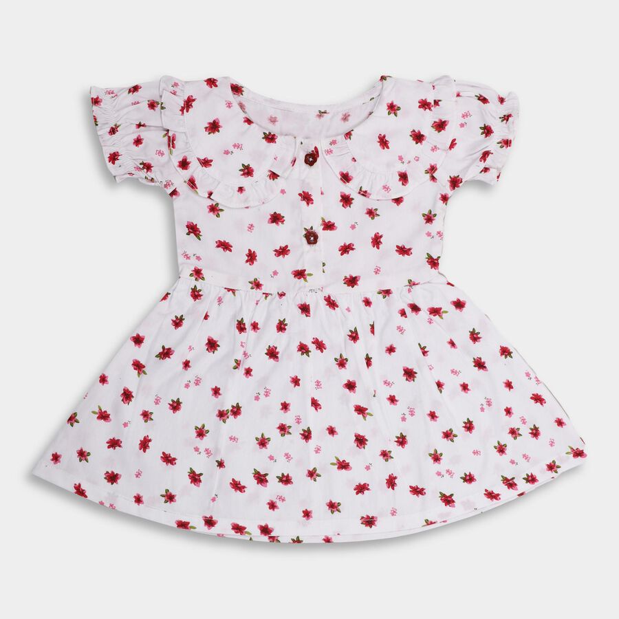 Infant Girls' 100% Cotton Frock , White, large image number null