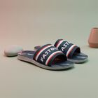 Men's Navy Blue PU Slip-On Slide Sandals, Navy Blue, small
