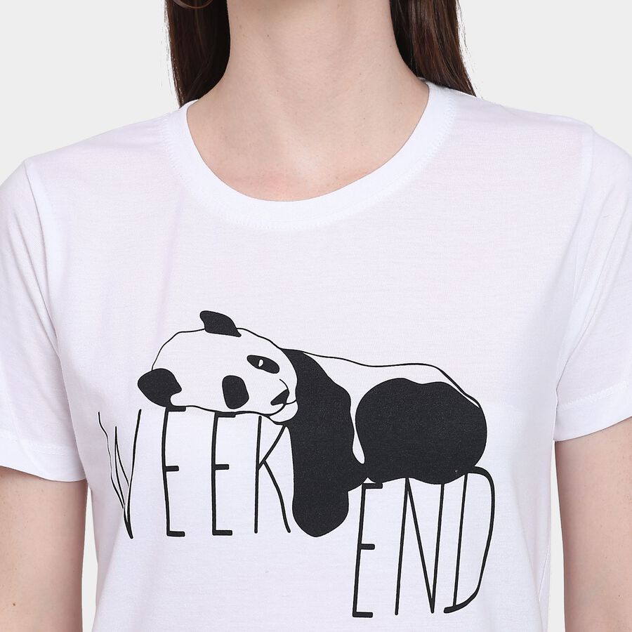 Ladies' Round Neck T-Shirt, ऑफ व्हाइट, large image number null