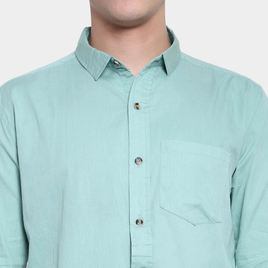 Cotton Solid Casual Shirt, Light Green, large image number null