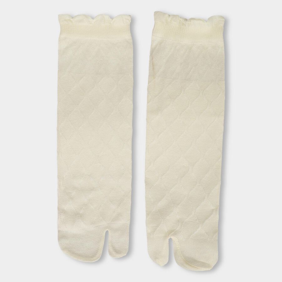 Women's Soft Cream Regular Fit Quilted Tabi Socks, Yellow, large