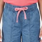 Girls Blue Wide Leg Drawstring Jeans, मध्यम नीला, small