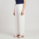 Women's White Regular Fit Elastic Waist Palazzos, ऑफ व्हाइट, small