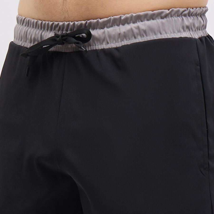 Men's Black Relaxed Fit Elastic Waist Bermuda Shorts, Black, large