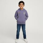 Boys Muted Lavender Purple Hooded Casual Sweatshirt, Mid Blue, small image number null
