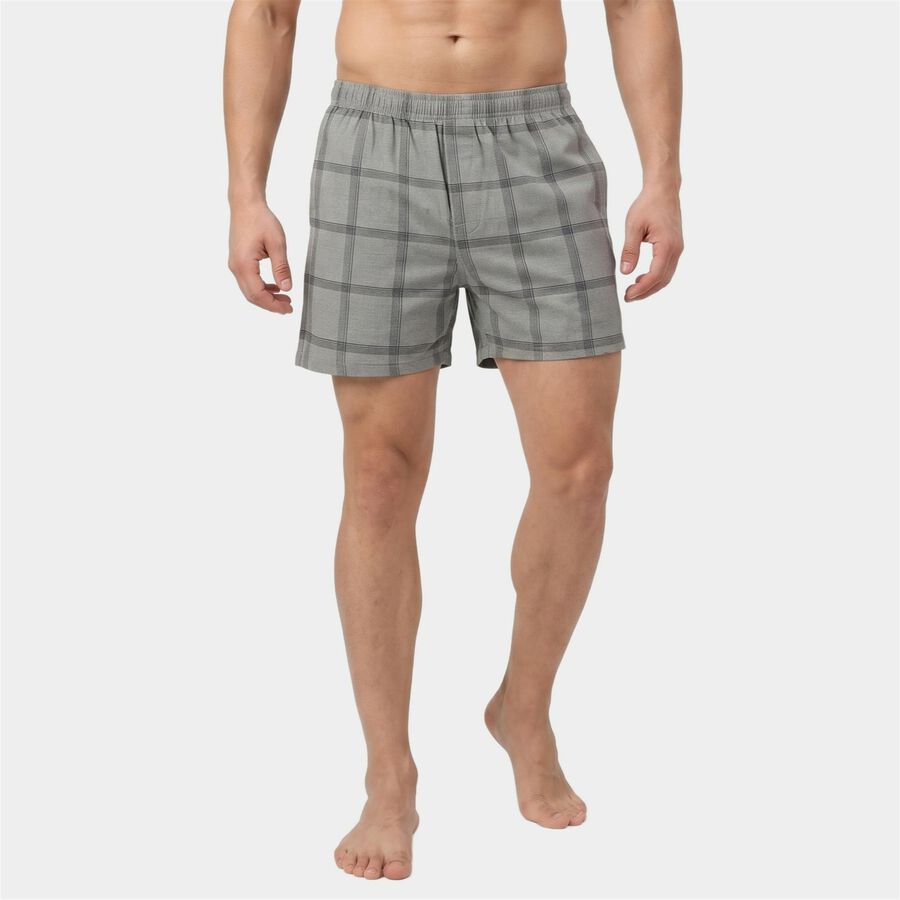 Men's Dark Blue Relaxed Fit Checked Boxers, Dark Blue, large