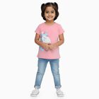 Girls' Pink Cotton Round Neck Casual T-Shirt, गुलाबी, small